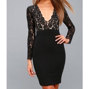 Lulus Swooner or Later Black Nude Lace Dress XL